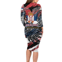 Serbia Family Matching Long Sleeve Bodycon Dress and Hawaiian Shirt Wings of the Nation Crown of Heritage