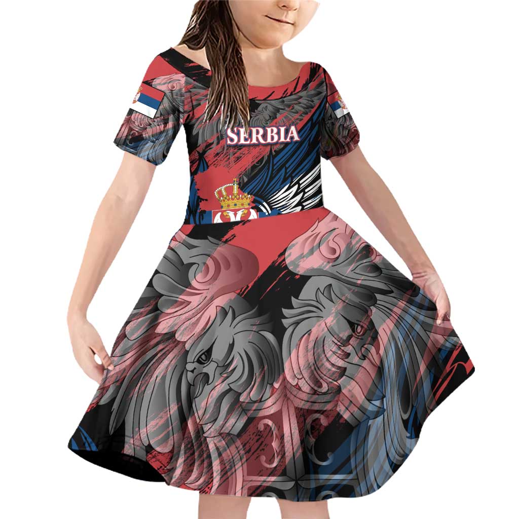 Serbia Family Matching Off Shoulder Short Dress and Hawaiian Shirt Wings of the Nation Crown of Heritage