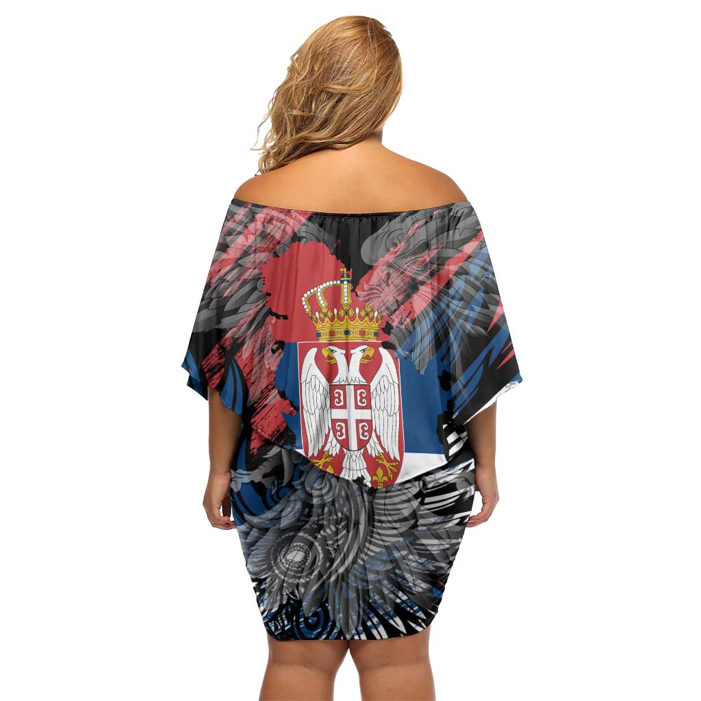 Serbia Family Matching Off Shoulder Short Dress and Hawaiian Shirt Wings of the Nation Crown of Heritage