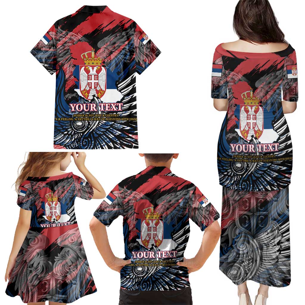 Serbia Family Matching Puletasi and Hawaiian Shirt Wings of the Nation Crown of Heritage