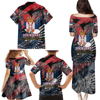 Serbia Family Matching Puletasi and Hawaiian Shirt Wings of the Nation Crown of Heritage