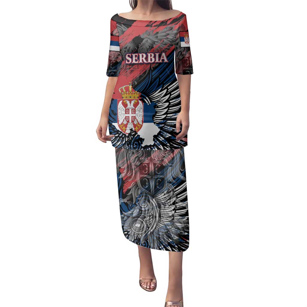 Serbia Family Matching Puletasi and Hawaiian Shirt Wings of the Nation Crown of Heritage