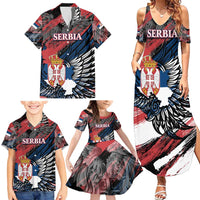 Serbia Family Matching Summer Maxi Dress and Hawaiian Shirt Wings of the Nation Crown of Heritage