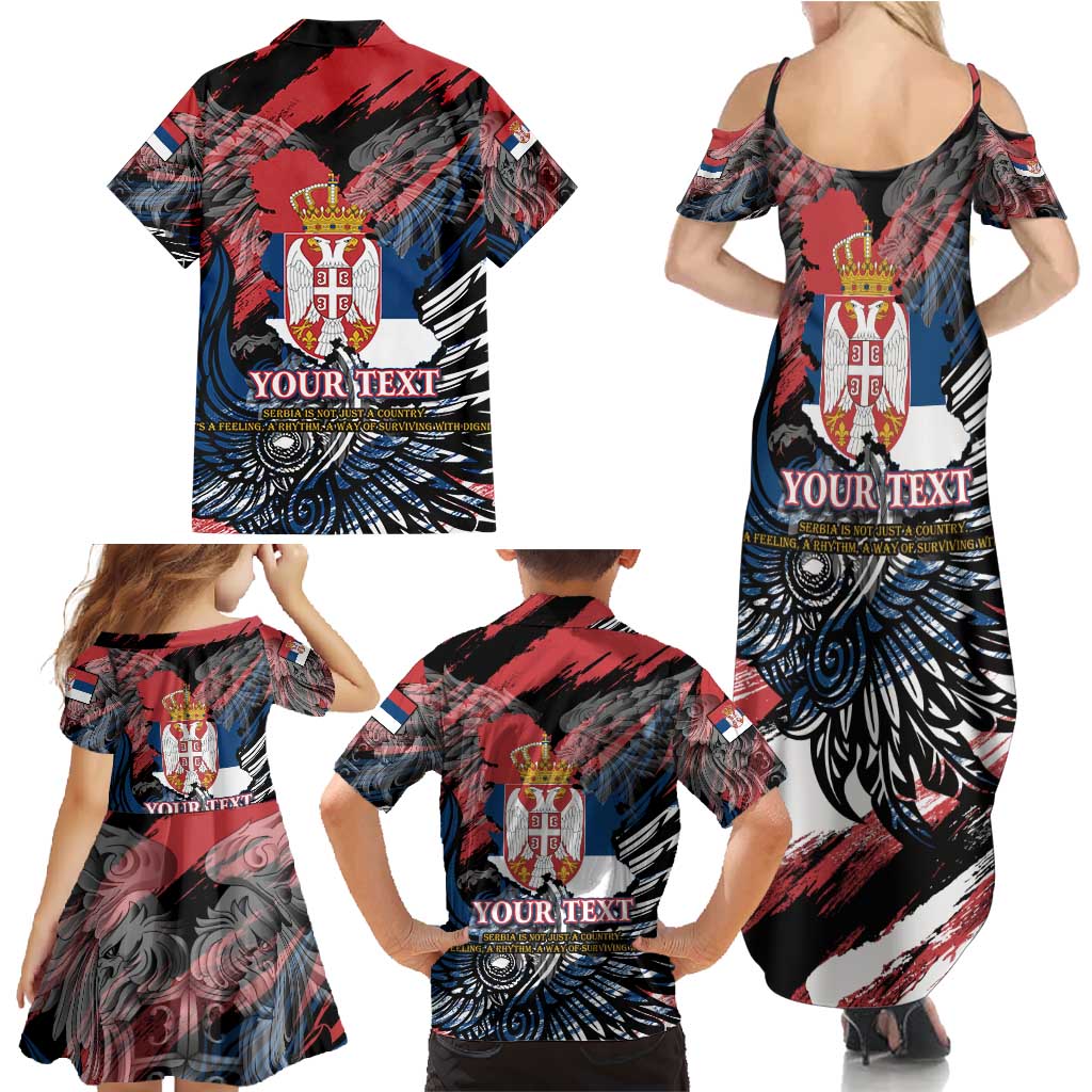 Serbia Family Matching Summer Maxi Dress and Hawaiian Shirt Wings of the Nation Crown of Heritage