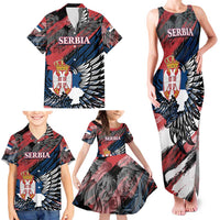 Serbia Family Matching Tank Maxi Dress and Hawaiian Shirt Wings of the Nation Crown of Heritage