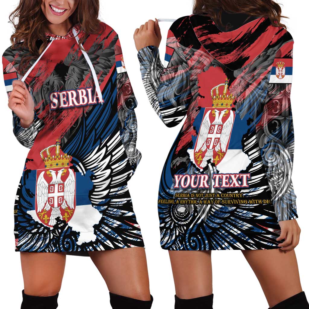 Serbia Hoodie Dress Wings of the Nation Crown of Heritage
