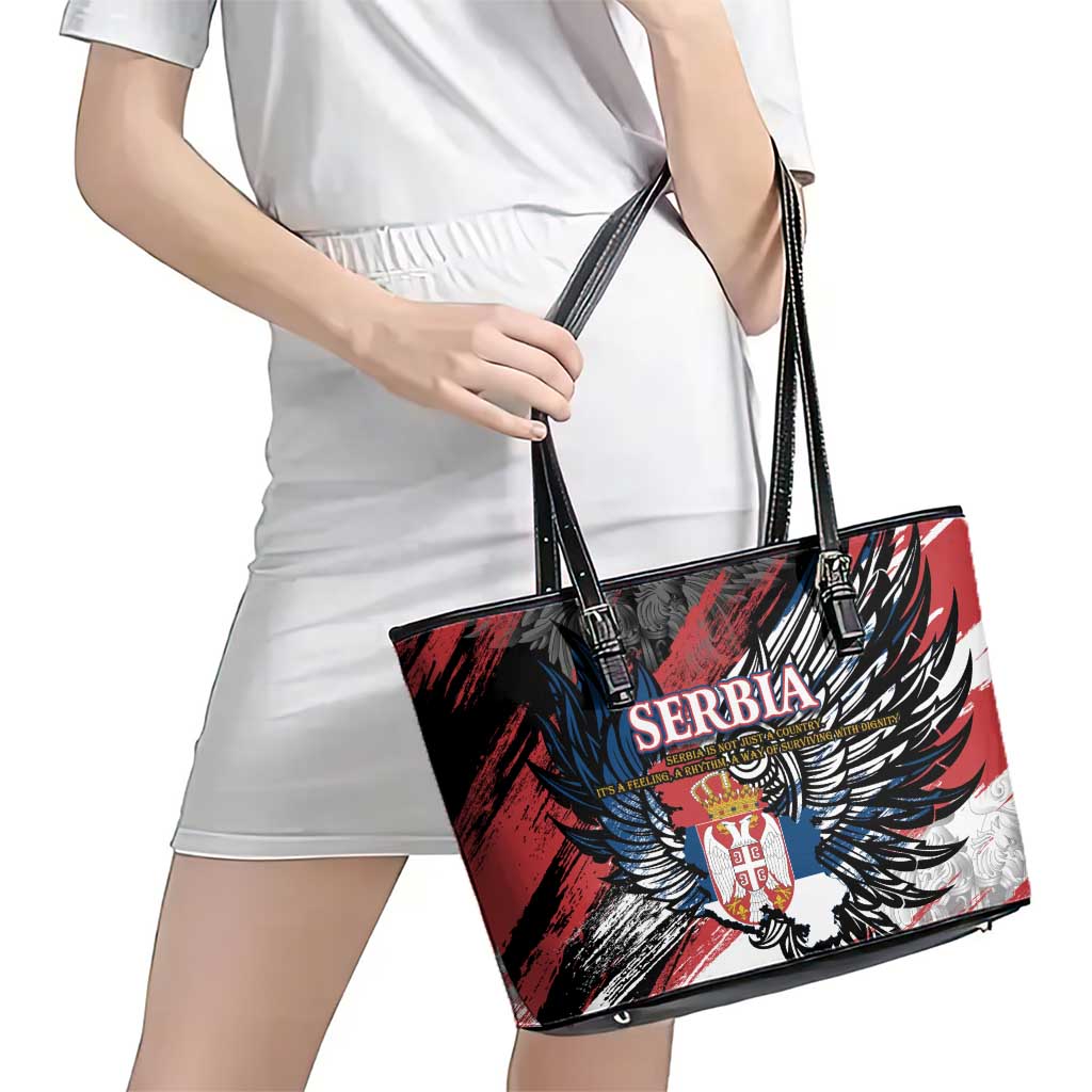 Serbia Leather Tote Bag Wings of the Nation Crown of Heritage