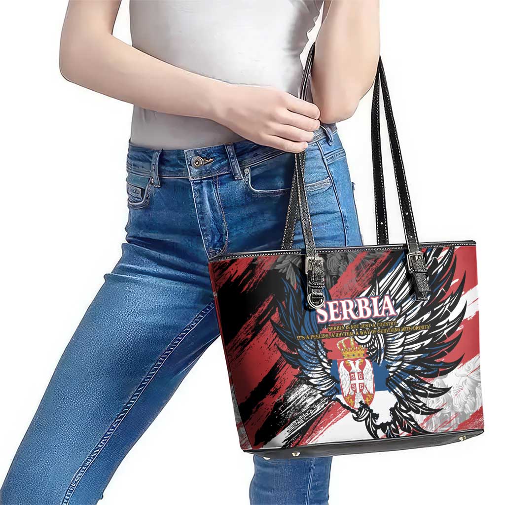 Serbia Leather Tote Bag Wings of the Nation Crown of Heritage