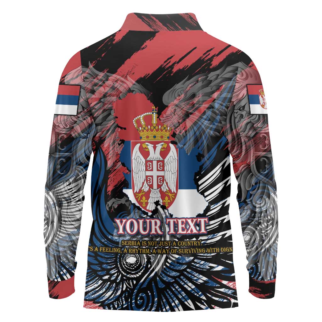 Serbia Long Sleeve Polo Shirt Wings of the Nation Crown of Heritage