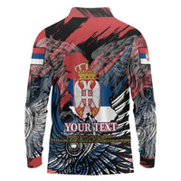 Serbia Long Sleeve Polo Shirt Wings of the Nation Crown of Heritage