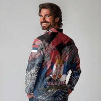 Serbia Long Sleeve Polo Shirt Wings of the Nation Crown of Heritage