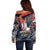 Serbia Off Shoulder Sweater Wings of the Nation Crown of Heritage
