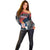 Serbia Off Shoulder Sweater Wings of the Nation Crown of Heritage