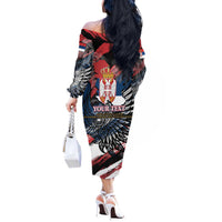 Serbia Off The Shoulder Long Sleeve Dress Wings of the Nation Crown of Heritage