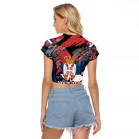 Serbia Raglan Cropped T Shirt Wings of the Nation Crown of Heritage