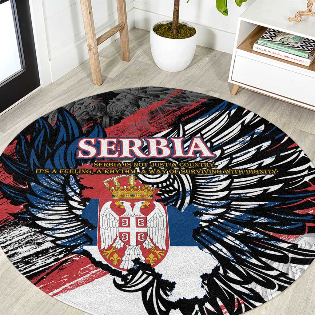 Serbia Round Carpet Wings of the Nation Crown of Heritage