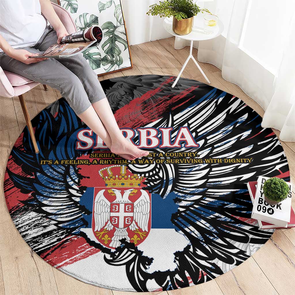 Serbia Round Carpet Wings of the Nation Crown of Heritage