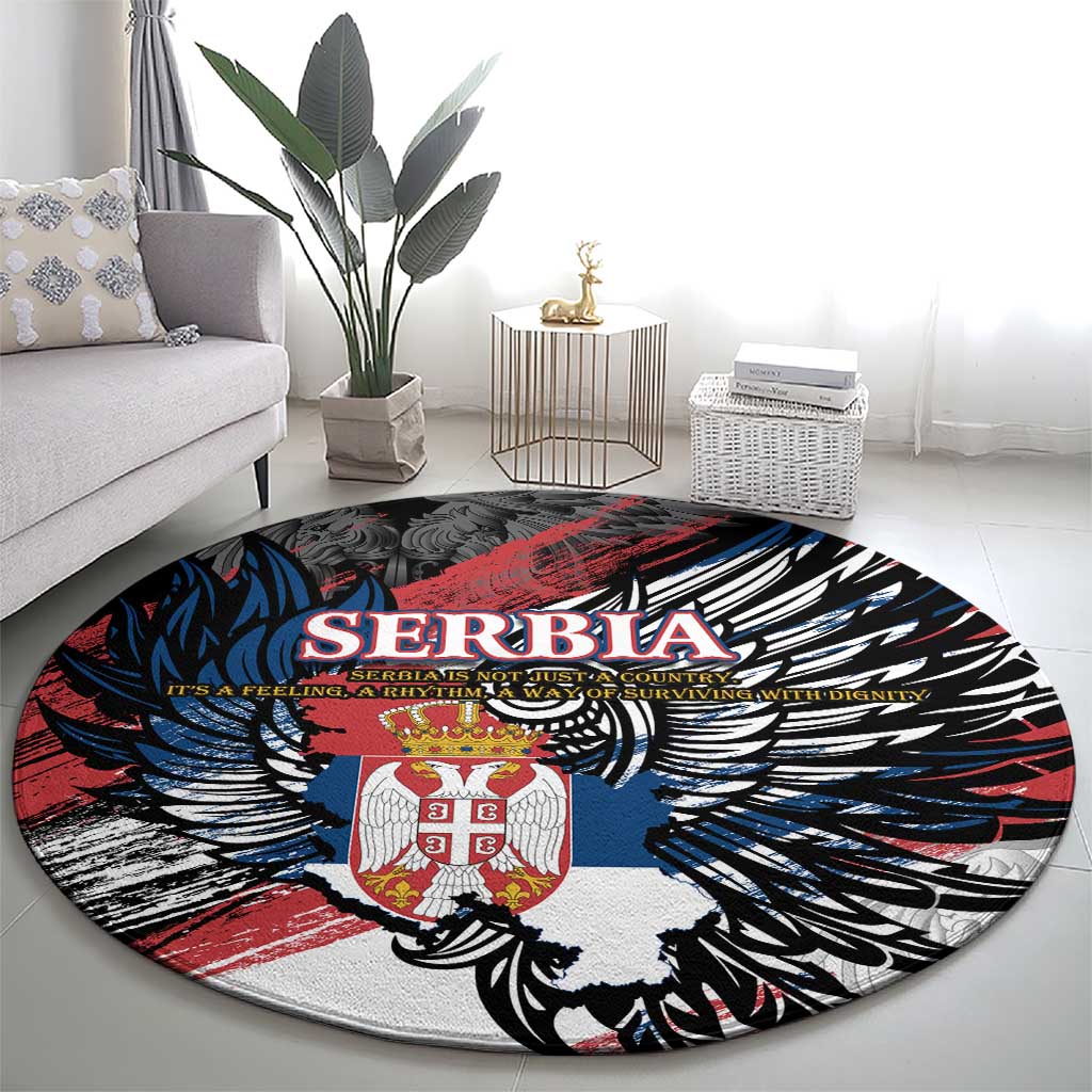 Serbia Round Carpet Wings of the Nation Crown of Heritage
