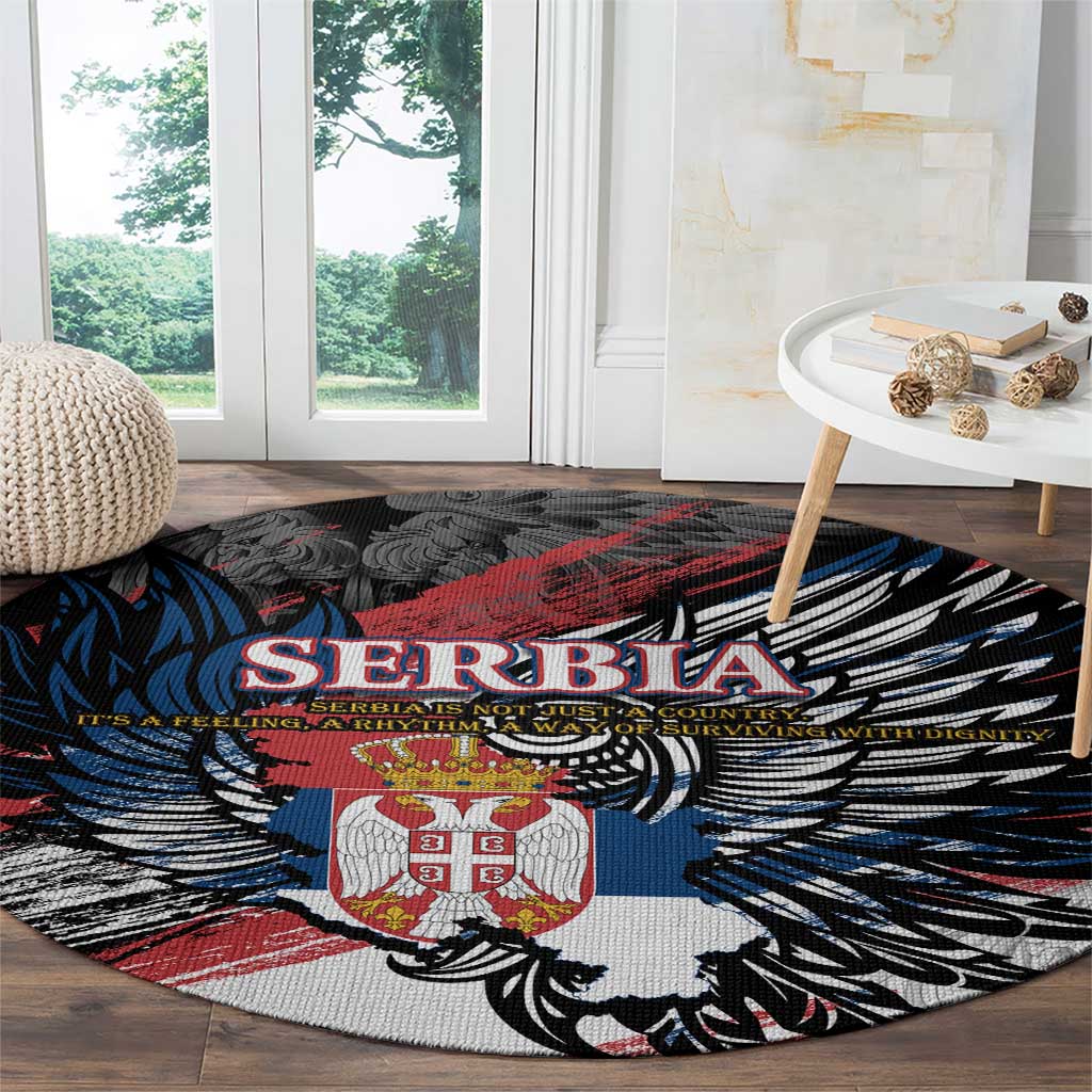 Serbia Round Carpet Wings of the Nation Crown of Heritage