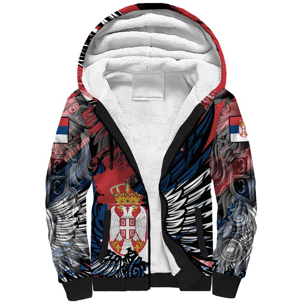 Serbia Sherpa Hoodie Wings of the Nation Crown of Heritage