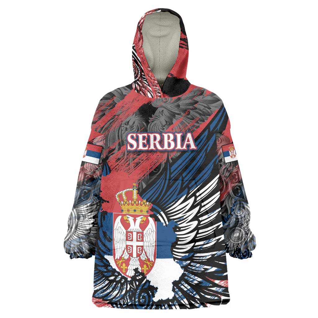 Serbia Wearable Blanket Hoodie Wings of the Nation Crown of Heritage