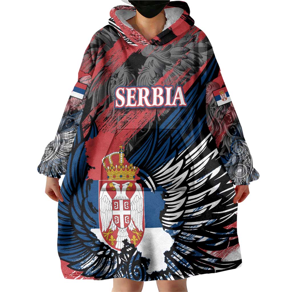 Serbia Wearable Blanket Hoodie Wings of the Nation Crown of Heritage