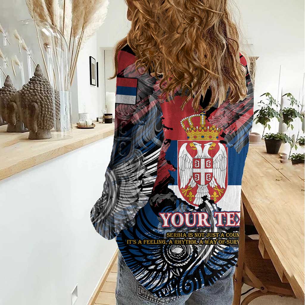Serbia Women Casual Shirt Wings of the Nation Crown of Heritage