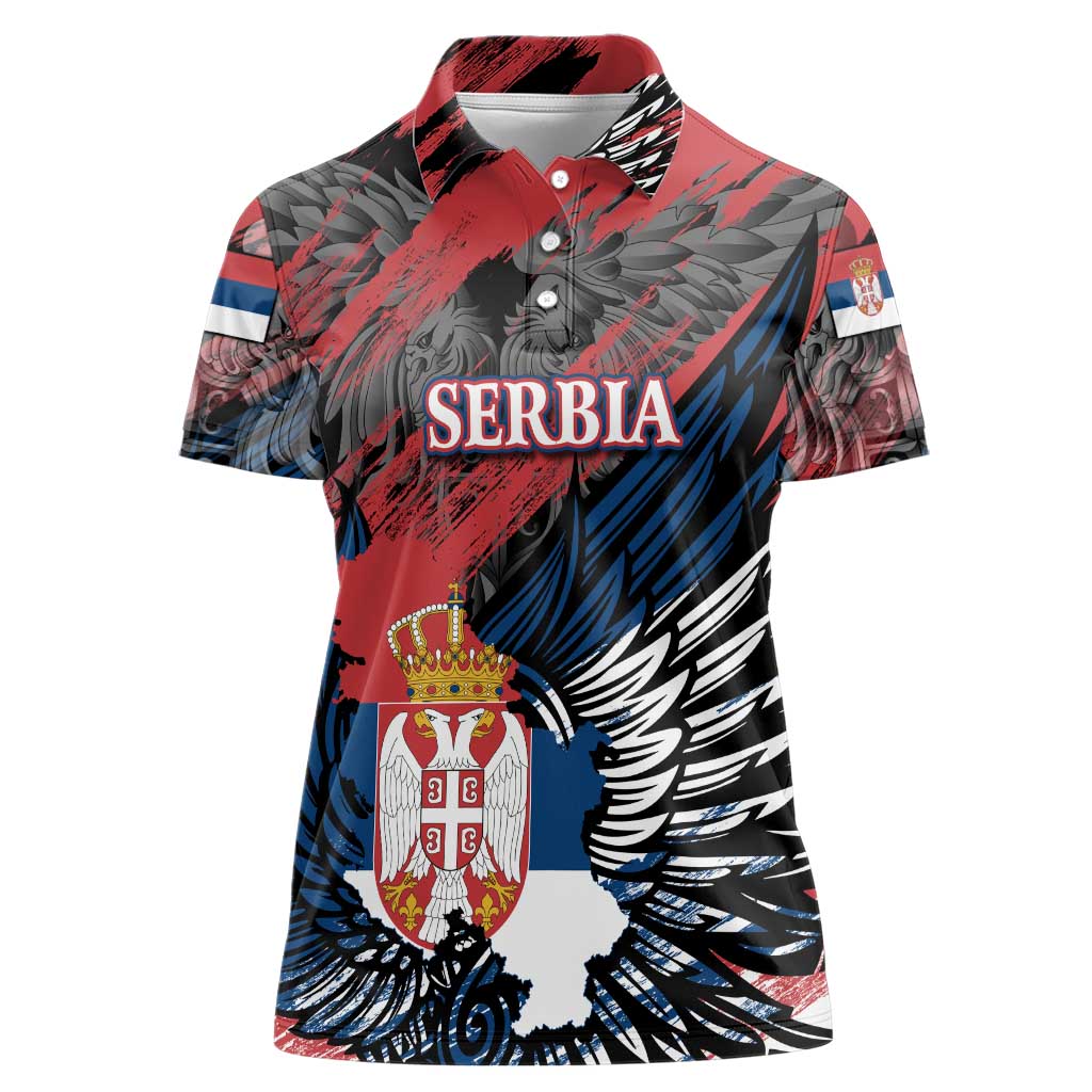 Serbia Women Polo Shirt Wings of the Nation Crown of Heritage