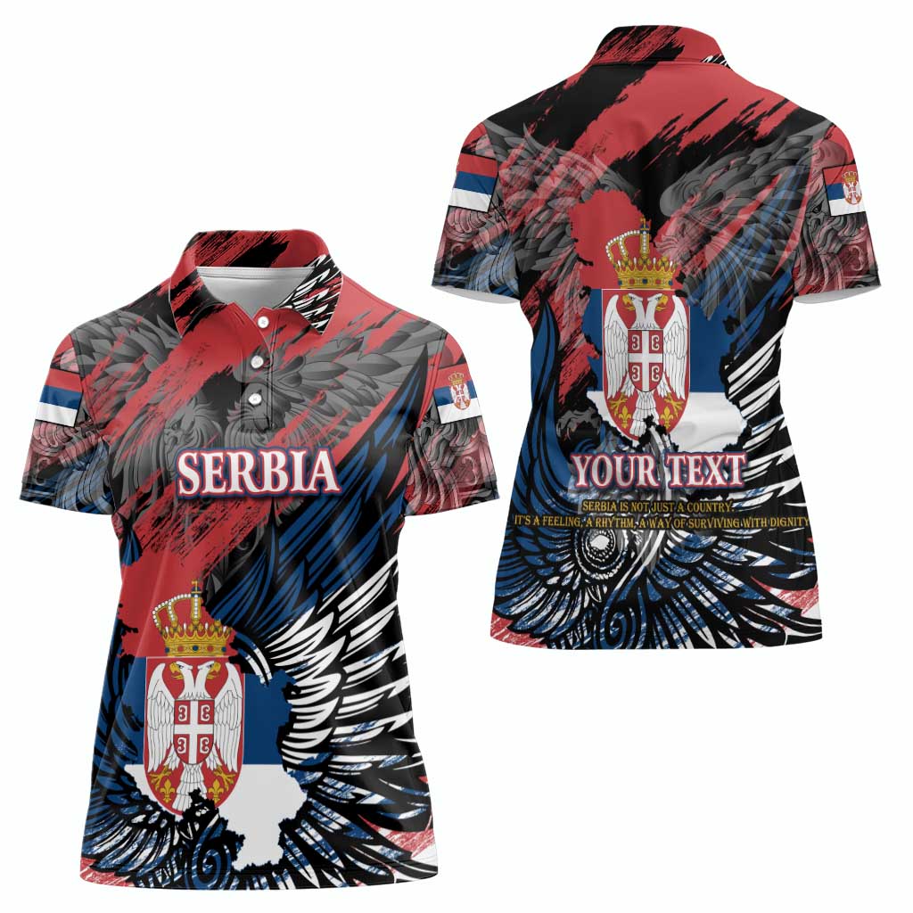 Serbia Women Polo Shirt Wings of the Nation Crown of Heritage
