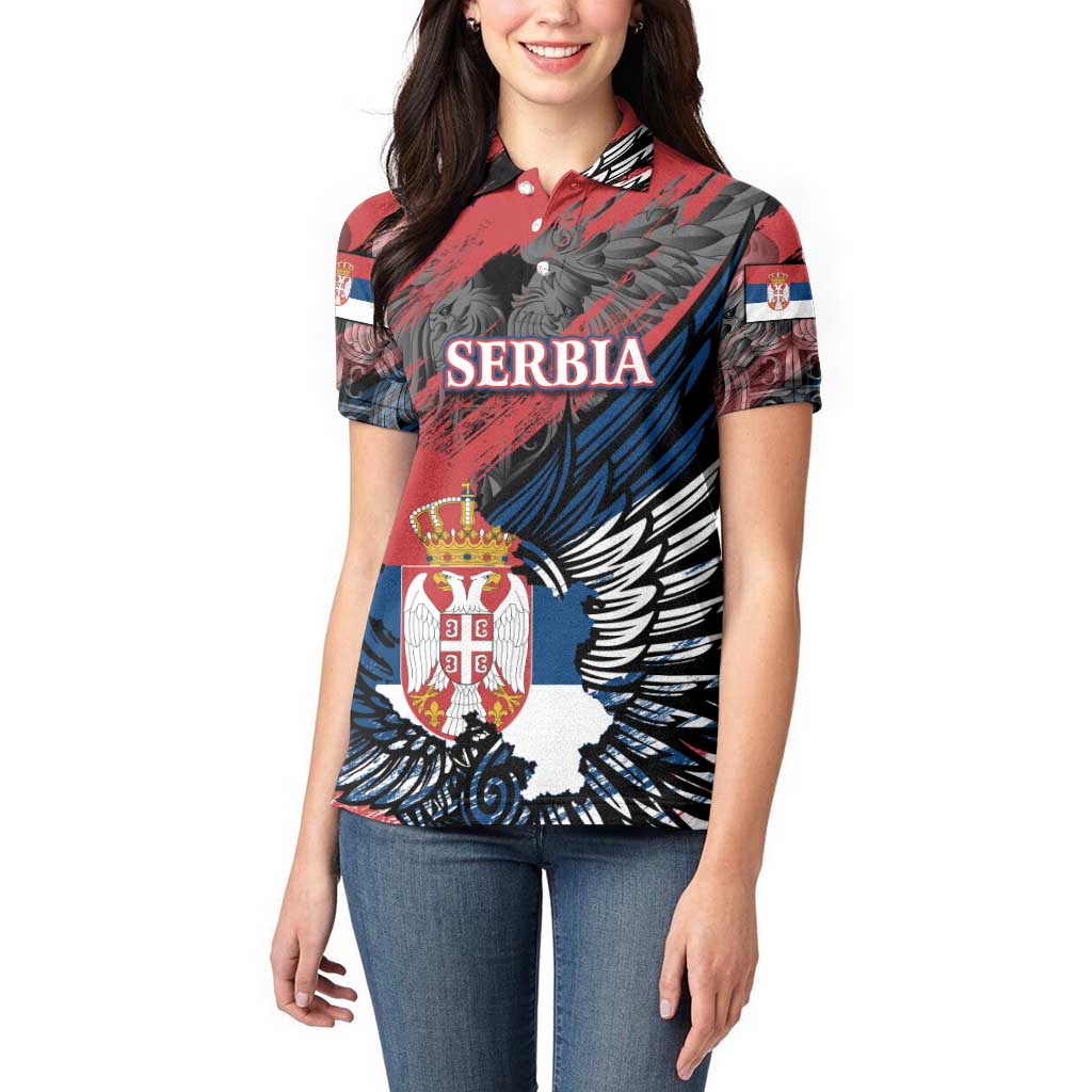 Serbia Women Polo Shirt Wings of the Nation Crown of Heritage