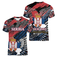 Serbia Women V-Neck T-Shirt Wings of the Nation Crown of Heritage