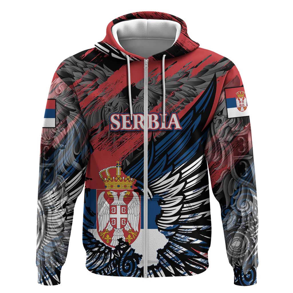 Serbia Zip Hoodie Wings of the Nation Crown of Heritage