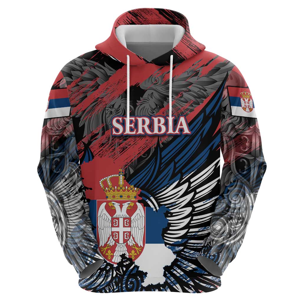 Serbia Zip Hoodie Wings of the Nation Crown of Heritage
