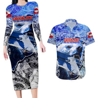 Greenland Couples Matching Long Sleeve Bodycon Dress and Hawaiian Shirt Polar Bear Power You Snow Much