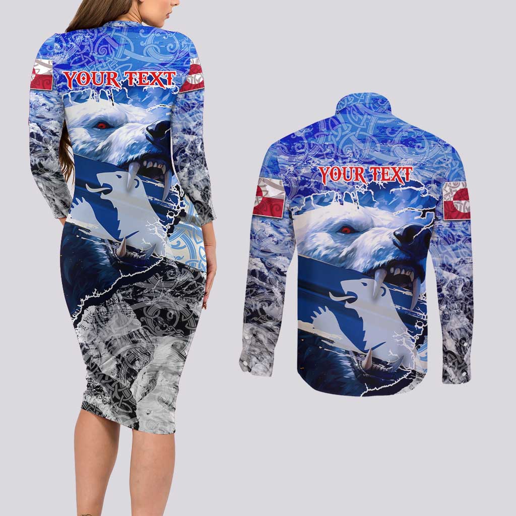 Greenland Couples Matching Long Sleeve Bodycon Dress and Long Sleeve Button Shirt Polar Bear Power You Snow Much