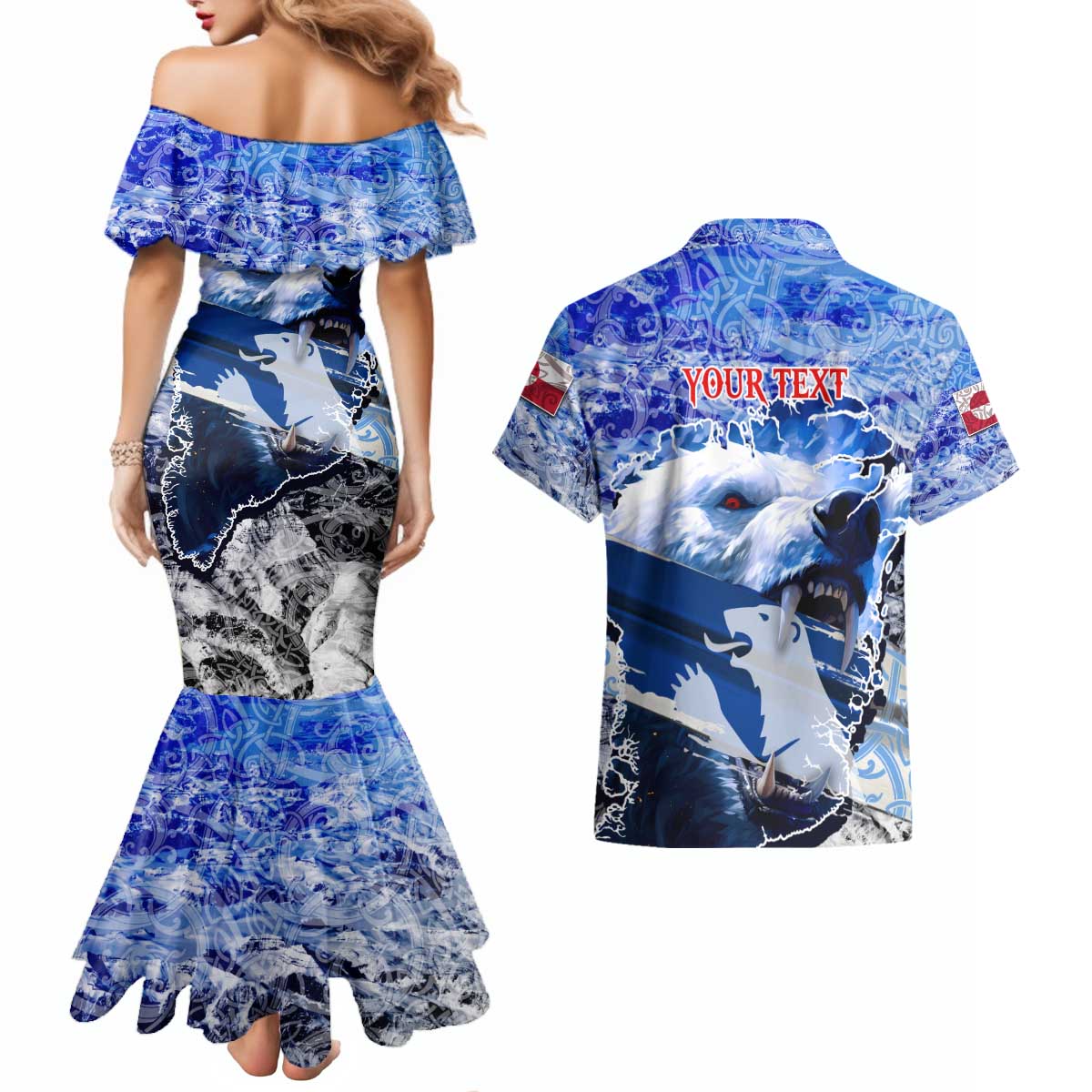 Greenland Couples Matching Mermaid Dress and Hawaiian Shirt Polar Bear Power You Snow Much