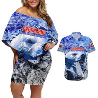 Greenland Couples Matching Off Shoulder Short Dress and Hawaiian Shirt Polar Bear Power You Snow Much