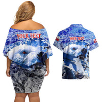 Greenland Couples Matching Off Shoulder Short Dress and Hawaiian Shirt Polar Bear Power You Snow Much
