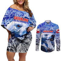 Greenland Couples Matching Off Shoulder Short Dress and Long Sleeve Button Shirt Polar Bear Power You Snow Much