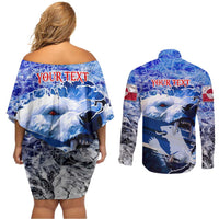 Greenland Couples Matching Off Shoulder Short Dress and Long Sleeve Button Shirt Polar Bear Power You Snow Much