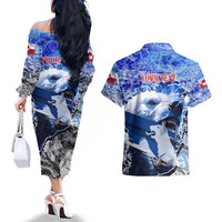 Greenland Couples Matching Off The Shoulder Long Sleeve Dress and Hawaiian Shirt Polar Bear Power You Snow Much