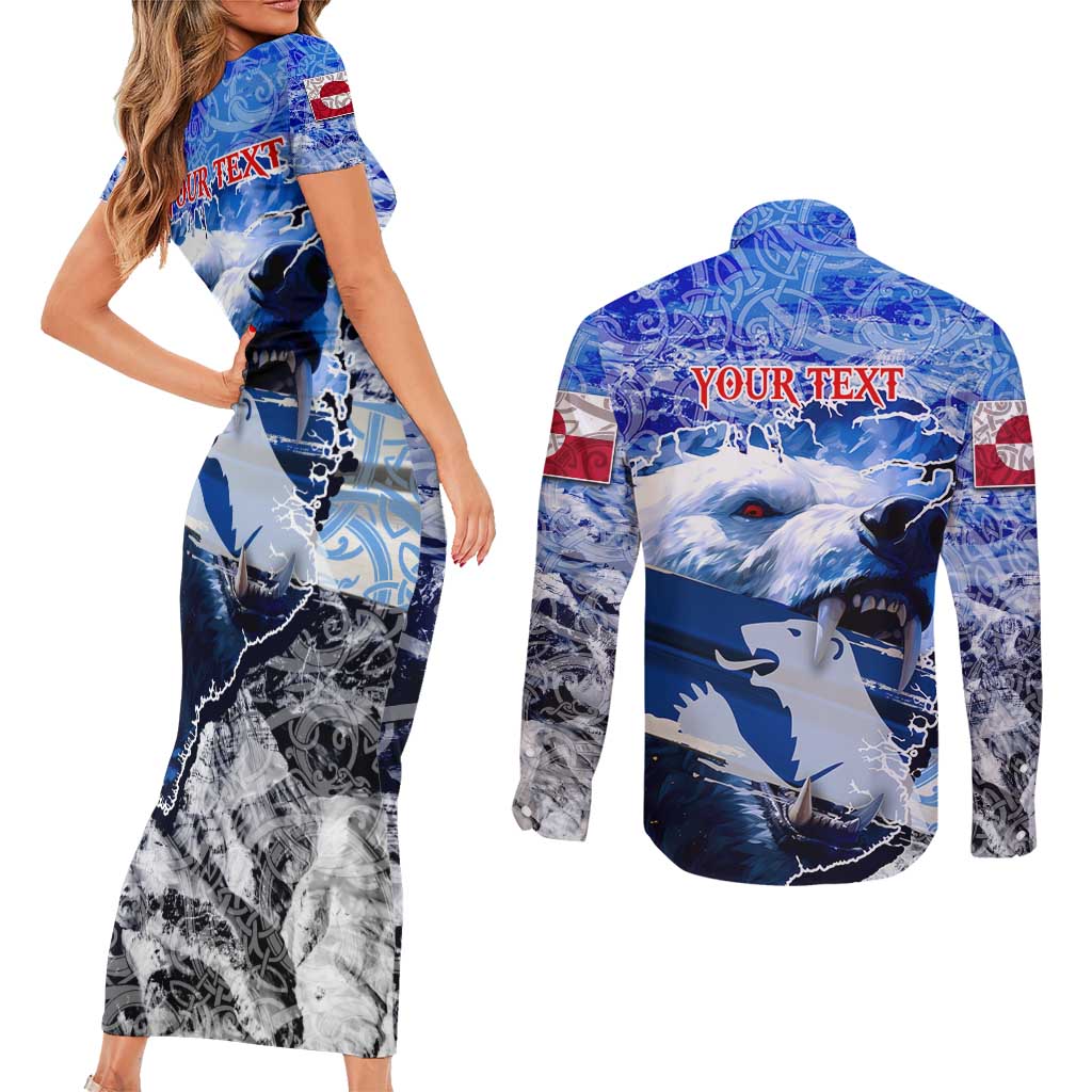 Greenland Couples Matching Short Sleeve Bodycon Dress and Long Sleeve Button Shirt Polar Bear Power You Snow Much