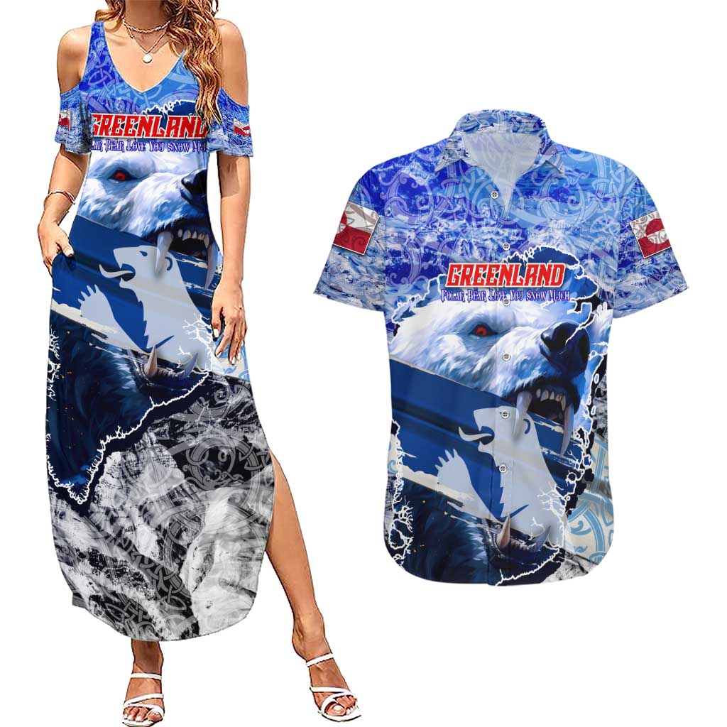 Greenland Couples Matching Summer Maxi Dress and Hawaiian Shirt Polar Bear Power You Snow Much