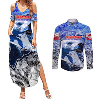 Greenland Couples Matching Summer Maxi Dress and Long Sleeve Button Shirt Polar Bear Power You Snow Much