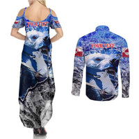 Greenland Couples Matching Summer Maxi Dress and Long Sleeve Button Shirt Polar Bear Power You Snow Much