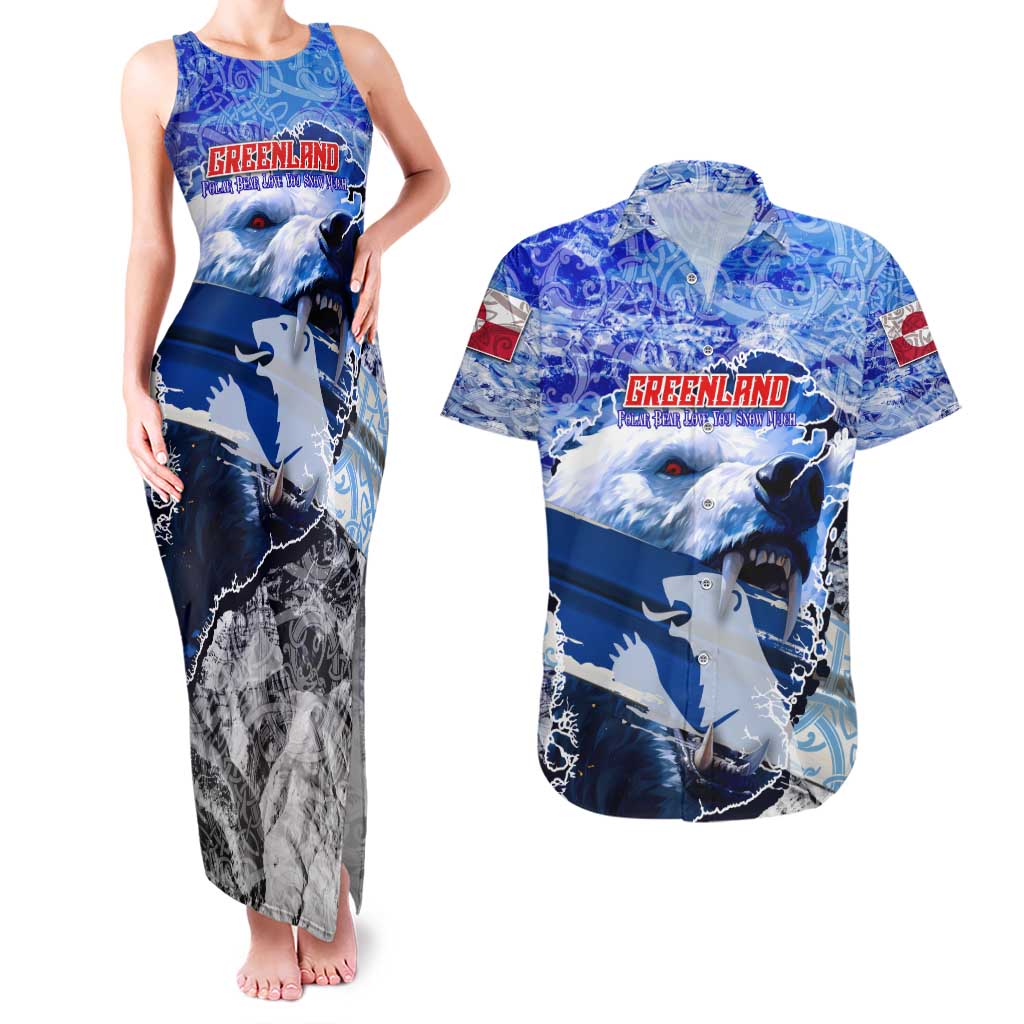 Greenland Couples Matching Tank Maxi Dress and Hawaiian Shirt Polar Bear Power You Snow Much