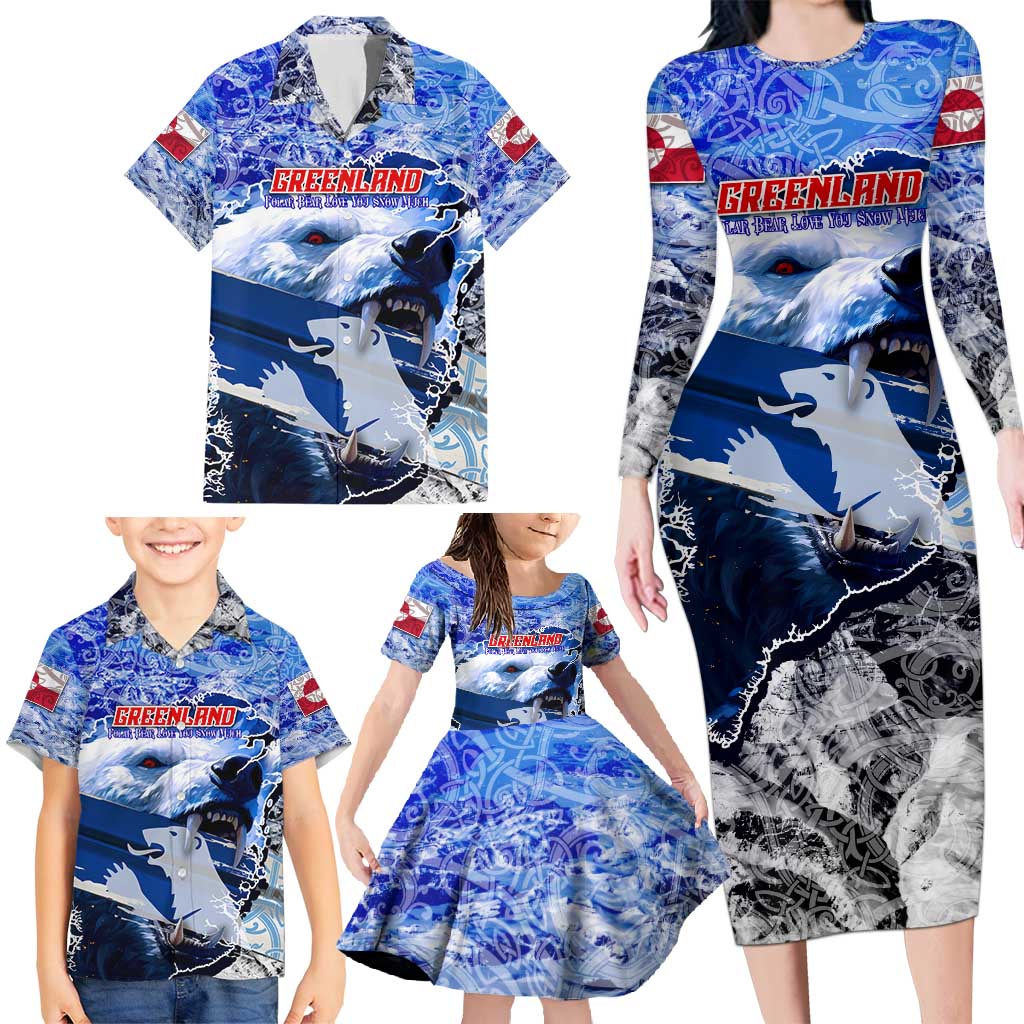 Greenland Family Matching Long Sleeve Bodycon Dress and Hawaiian Shirt Polar Bear Power You Snow Much