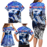Greenland Family Matching Long Sleeve Bodycon Dress and Hawaiian Shirt Polar Bear Power You Snow Much