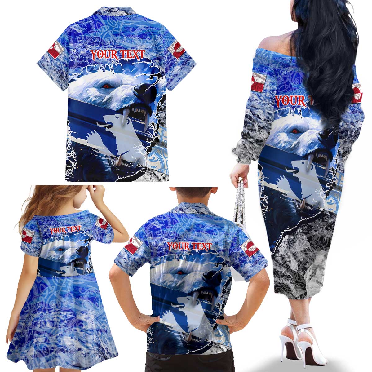 Greenland Family Matching Off The Shoulder Long Sleeve Dress and Hawaiian Shirt Polar Bear Power You Snow Much