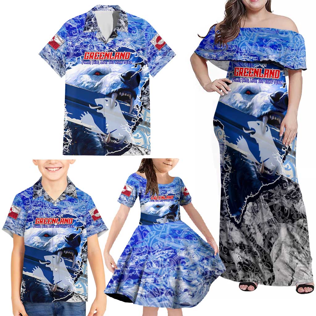 Greenland Family Matching Off Shoulder Maxi Dress and Hawaiian Shirt Polar Bear Power You Snow Much